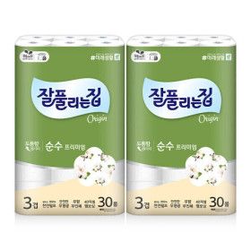 상품 이미지: 잘풀리는집 순수프리미엄 천연펄프 3겹 화장지 30M 30롤 2팩
