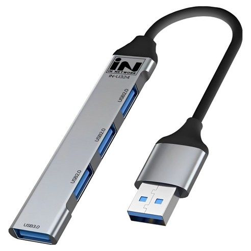 상품 이미지: 인네트워크 USB3.0 1포트 USB2.0 3포트 알루미늄 초슬림 USB 4포트 확장 허브 IN-U324