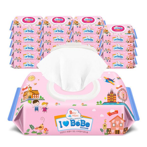 상품 이미지: 아이러브베베아기물티슈 핑크100매캡형X20팩