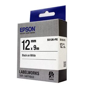 상품 이미지: 엡손 라벨테이프 SS12K-PX 12mm 흰색바탕 검정글씨