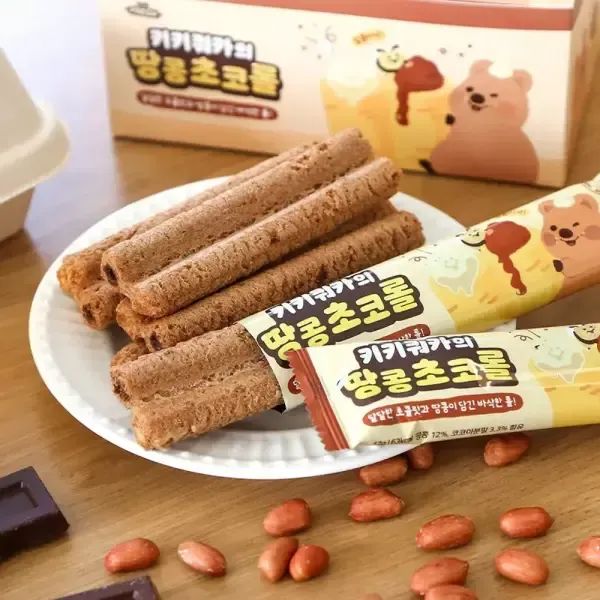 상품 이미지: 키키쿼카의 땅콩 초코롤 20입 240g x 3통 / 과자 간식 대용량과자
