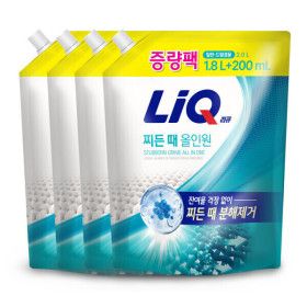 상품 이미지: (800ml 증량팩)리큐 찌든때 올인원 1.8L+200ml 4개 일반/드럼겸용