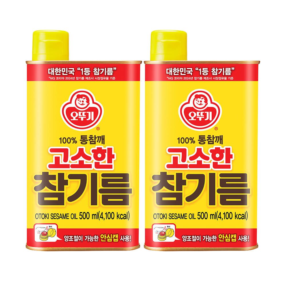 상품 이미지: 오뚜기 고소한 참기름 캔 500ml, 2개