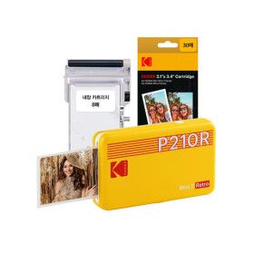 상품 이미지: 코닥 미니2 레트로 P210R+카트리지 38매 옐로우 포토프린터 즉석카메라 사진인화기 미니