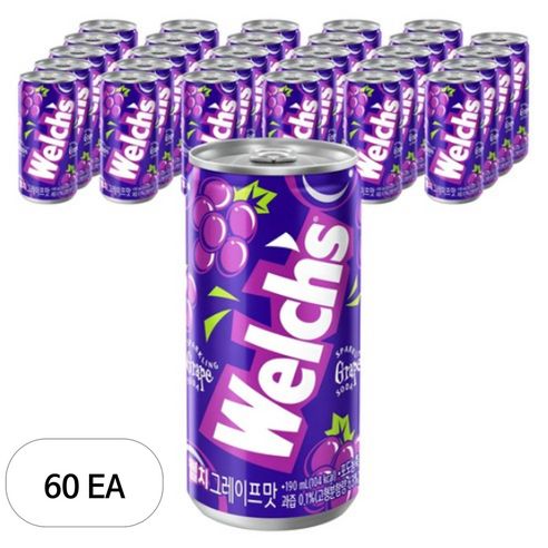 상품 이미지: 농심 웰치스 포도맛, 190ml, 60개