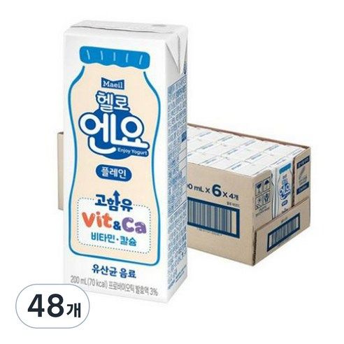 상품 이미지: 엔요 유산균음료 플레인, 200ml, 48개
