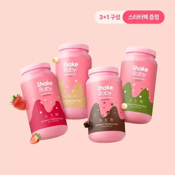 상품 이미지: 쉐이크베이비 단백질 쉐이크 630g x 4통 + 파우치 7포 + 화이트 보틀