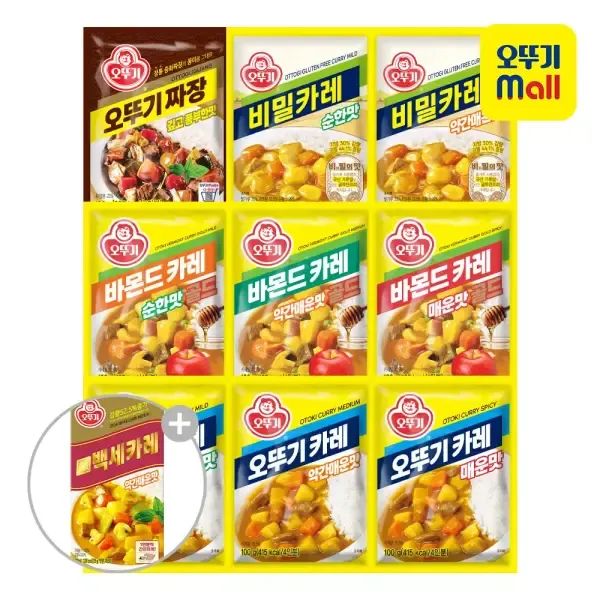 상품 이미지: [백세카레 고형 200g 증정] 오뚜기 분말카레/짜장 9종 2가지맛 골라담기