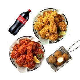 상품 이미지: (BHC) 후라이드+양념치킨+치즈볼+콜라1.25L
