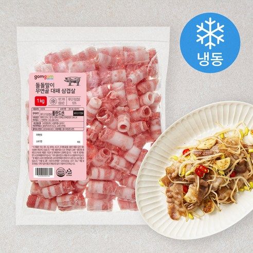 상품 이미지: 곰곰 돌돌말이 무연골 대패 삼겹살 (냉동), 1kg, 1개입