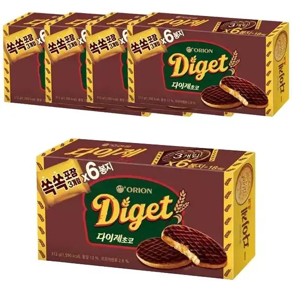 상품 이미지: 오리온 다이제 초코 312g, 5개