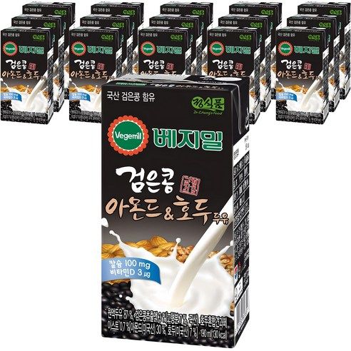 상품 이미지: 베지밀 검은콩 아몬드 앤 호두 두유, 190ml, 16개