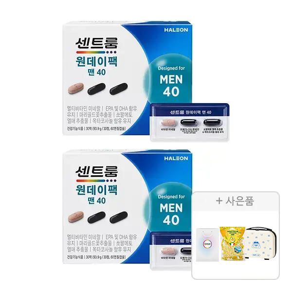 상품 이미지: 센트룸 원데이팩 맨40, 2개 + 증정 (원지레디백+포지타노 레몬캔디+쇼핑백 각 1개 (총3개))