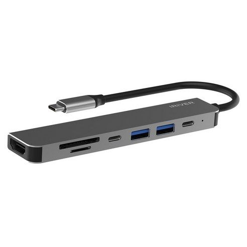 상품 이미지: 아이리버 USB C / A타입 5Gbps HDMI PD100W 패스스루 DeX 지원 메탈프레임 7in1 멀티 허브 IHC-HW09-HUB7