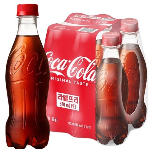 상품 이미지: 코카콜라 오리지널 무라벨, 370ml, 6개