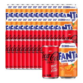 상품 이미지: 코카콜라제로 190ml x 30캔 + 환타제로 오렌지 350ml x 24캔