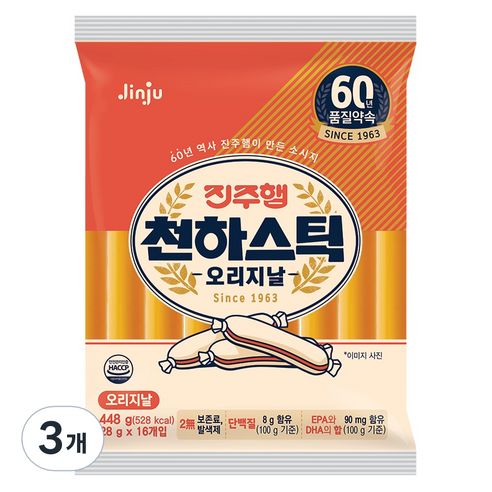상품 이미지: 진주햄 천하스틱 오리지날, 448g, 3개