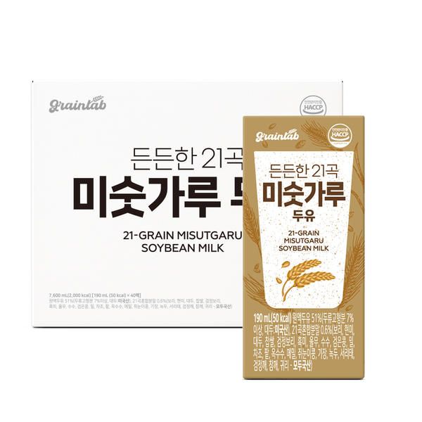상품 이미지: 그레인랩 든든한 21곡 미숫가루 두유 190ml, 40팩, 1개