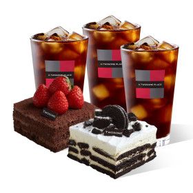 상품 이미지: (투썸플레이스) 떠먹는 스트로베리 초콜릿 생크림 + 떠먹는 아박 + 아메리카노 R 3잔