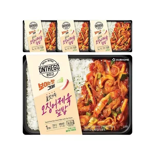 상품 이미지: 아워홈 온더고 불맛가득 오징어제육덮밥 290g, 4개