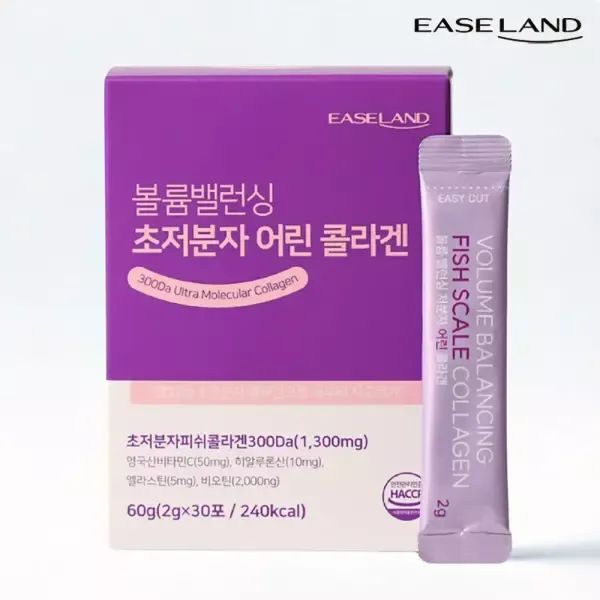 상품 이미지: [300달톤 초저분자/피부진피 3요소] 이즈랜드 볼륨밸런싱 어린콜라겐 비오틴 히알루론산 엘라스틴 1박스