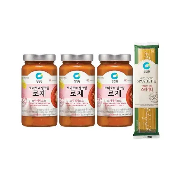 상품 이미지: 청정원 로제파스타소스 600g, 3개 + 스파게티면 500g, 1개