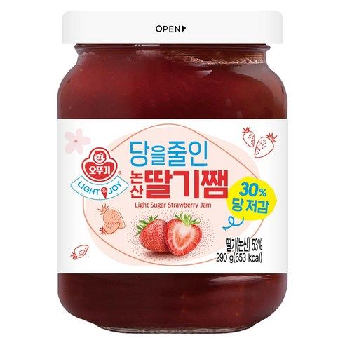 상품 이미지: 오뚜기 라이트 앤 조이 당을줄인 논산딸기쨈, 290g, 1개