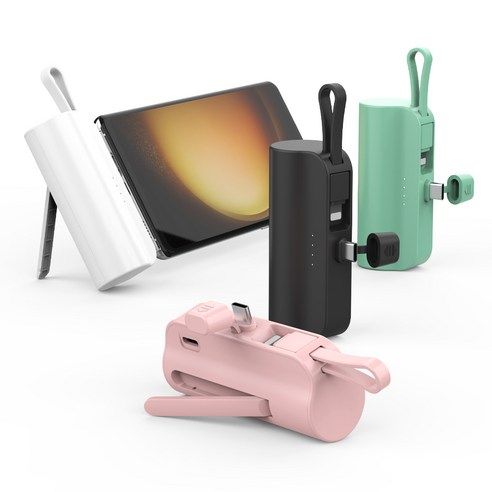 상품 이미지: 뉴클 도킹형 미니 일체형 보조배터리 5000mAh 메인 8핀 + 서브 C타입