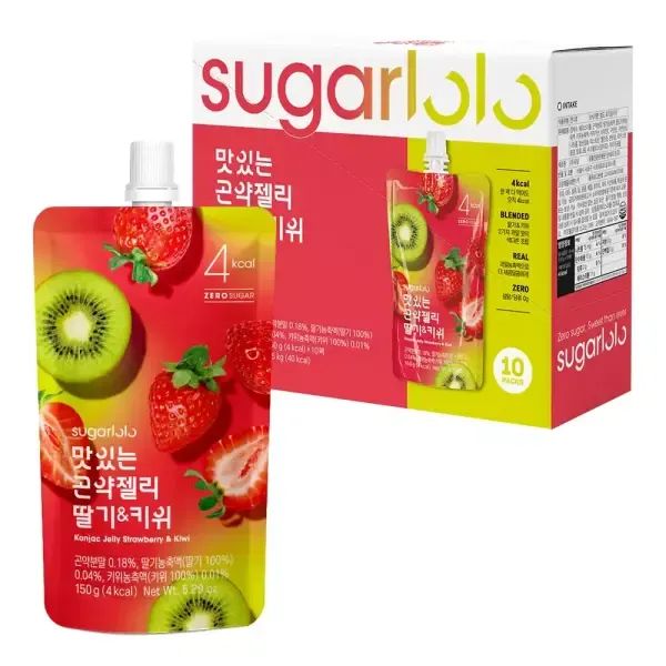 상품 이미지: [인테이크] 슈가로로 무설탕 맛있는 곤약젤리 딸기키위 150g*10팩
