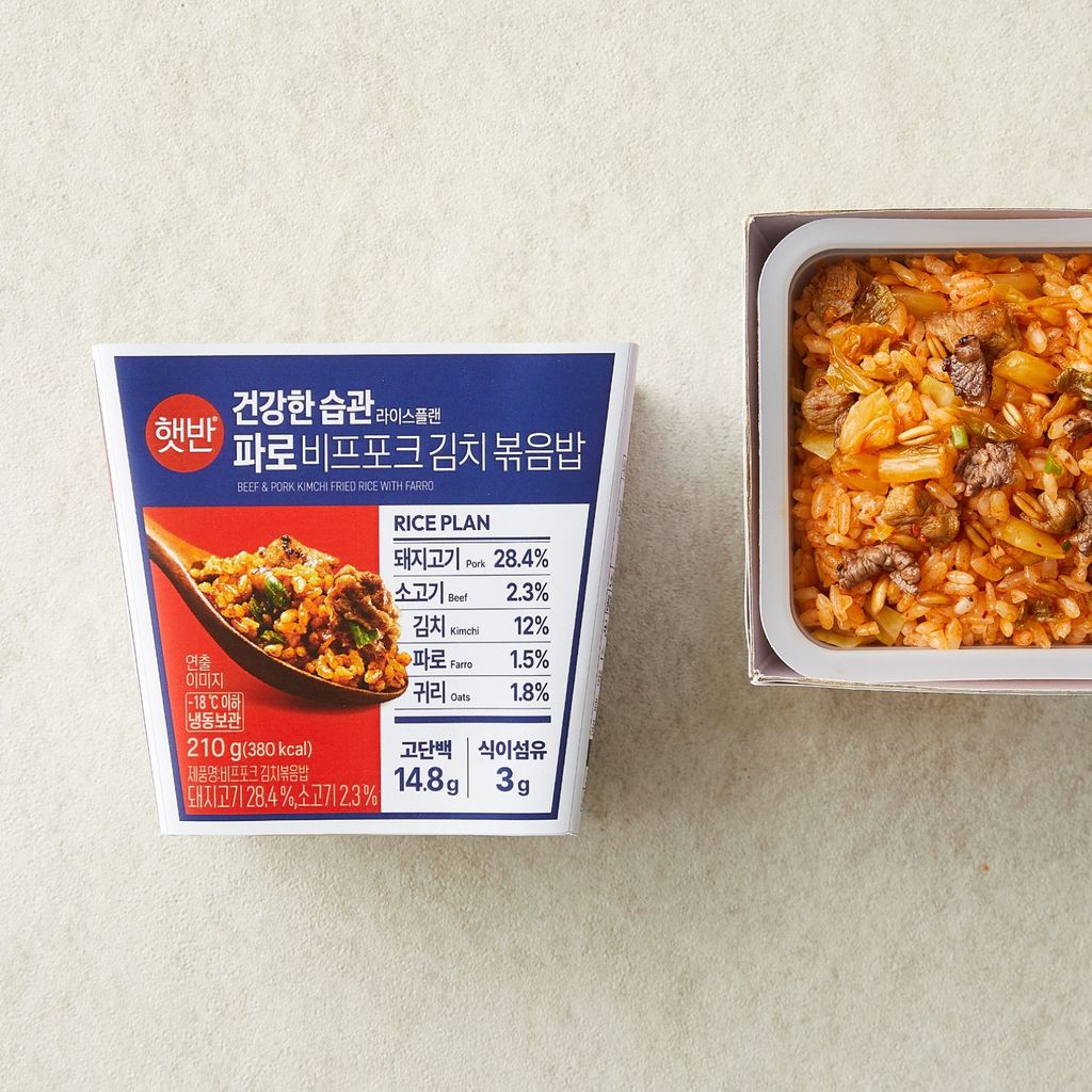 상품 이미지: 햇반 라이스플랜 파로 비프포크 김치볶음밥(컵) 210g, 6개
