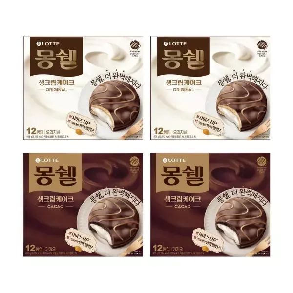 상품 이미지: 롯데웰푸드 몽쉘 생크림 케이크 오리지널 408g, 2개 + 카카오 408g, 2개