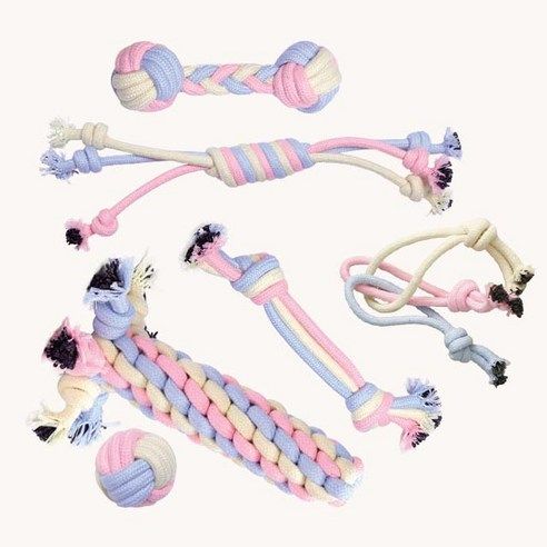상품 이미지: 리스펫 강아지 파스텔러버 터그놀이 로프 장난감 6종 세트