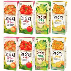 상품 이미지: 과수원 드링크팩 음료 190ml 복숭아+사과+오렌지+청포도 4가지맛 각12팩 총48팩