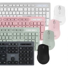 상품 이미지: 지클릭커 OFFICE PRO WMK10 무소음 무선 키보드 마우스 세트 (그린) 스타배송