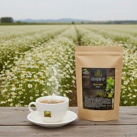 상품 이미지: 100일동안 캐모마일차 삼각티백(100개입) 1.2g으로 더욱 진하게 안전한 신소재 티백망 적용