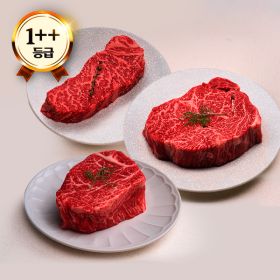 상품 이미지: (신선집중) 엄마네한우 1++등급 투뿔 한우 600g 구이세트  (등심+안심+채끝) 소고기파티 지원특가