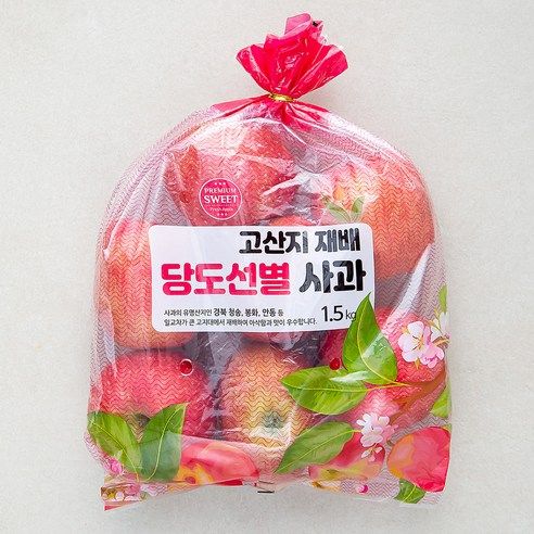 상품 이미지: 고산지 재배 당도선별 사과, 1.5kg(중과), 1봉