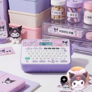 상품 이미지: 엡손 LW-K200KU 산리오 쿠로미 라벨기 라벨프린터 쿠로미 스티커 네임스티커 + 쿠로미 연필꽂이 증정
