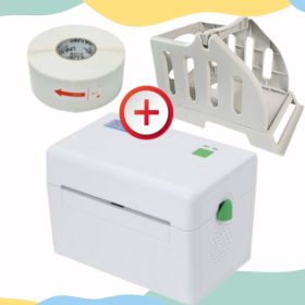상품 이미지: XPRINTER XP-DT108B 출력 패키지(화이트본체+거치대+감열라벨)