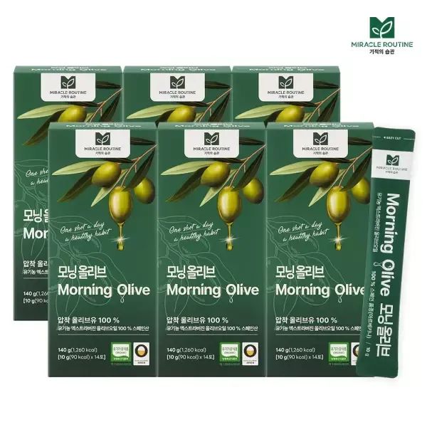 상품 이미지: 미라클루틴 모닝 올리브 6박스 (10g x 84포) /엑스트라버진 올리브오일 100% 올리브유스틱