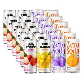 상품 이미지: 클룹 베스트 A세트 250ml 총24입 1박스(제로소다 포도+오렌지+트루 100% 리치+망고주스) NFC 착즙 과일 탄산
