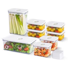 상품 이미지: (파워추가증정/도마+0.6L용기) 파워바큠 진공용기 10종 세트 4+2+1+1+진공펌프+도마 / 밀폐용기 사은품특가