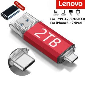 상품 이미지: 대용량usb 레노버 2TB OTG USB 플래시 드라이브 3.0 타입 C 아이폰 호환용 1TB 512GB 펜드라이브 삼성 호환