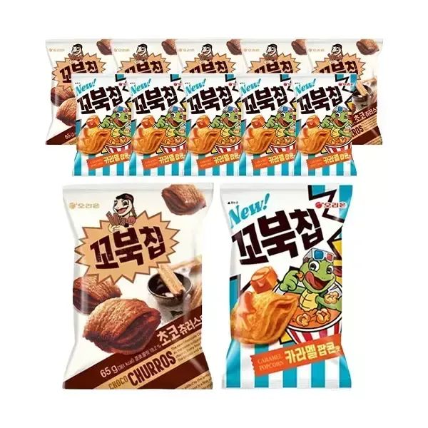 상품 이미지: 오리온 꼬북칩 초코츄러스 80g, 6개 + 꼬북칩 카라멜팝콘맛 72g, 6개