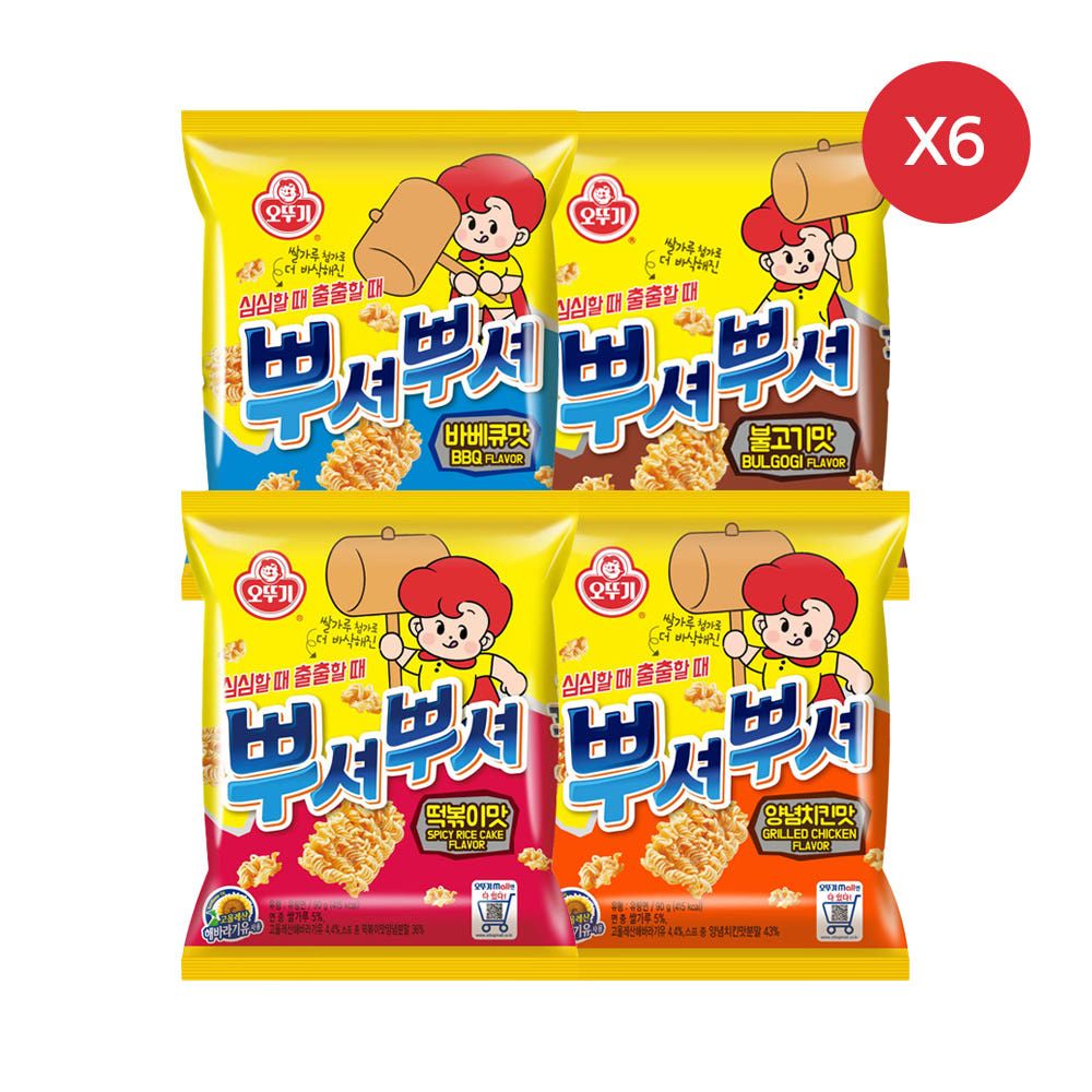 상품 이미지: 오뚜기 뿌셔뿌셔 불고기맛 6개+바베큐맛 6개+양념치킨맛 6