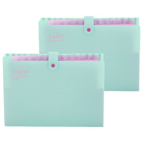 상품 이미지: 아베른 12칸 스마일 마카롱 바인더 아코디언파일, 민트, 2개