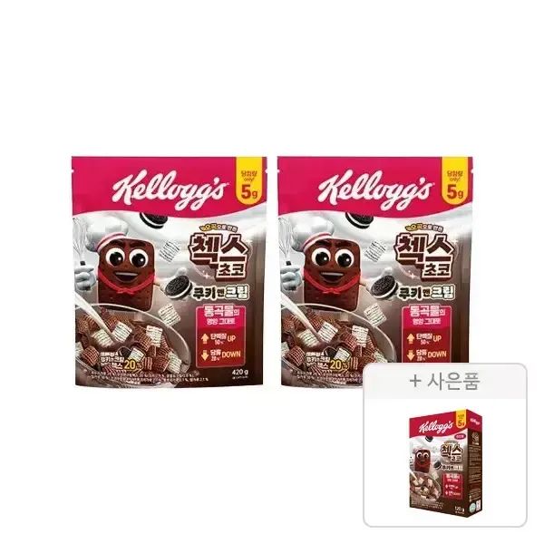 상품 이미지: 켈로그 첵스초코 쿠키앤크림 420g, 2개 + 증정(쿠키앤크림 120g, 1개)