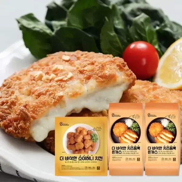 상품 이미지: [상신] 더 바삭한 치즈듬뿍 돈까스 420g 2팩+소이허니 순살치킨350g 1팩 (총 3팩구성)