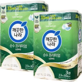 상품 이미지: 깨끗한나라 순수프리미엄 3겹 33m 30롤 2팩