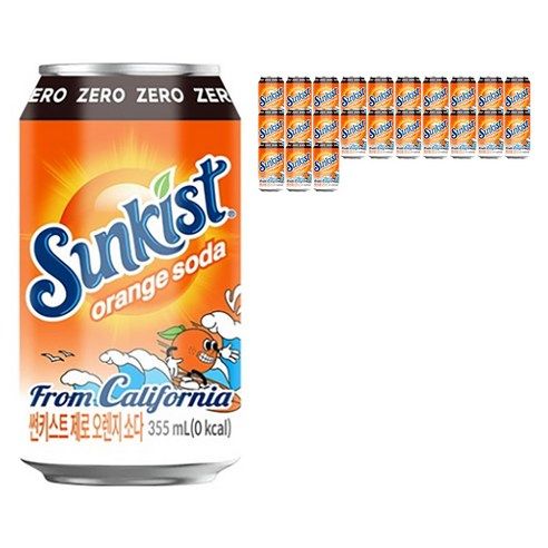 상품 이미지: 썬키스트 제로 오렌지 소다, 355ml, 24개